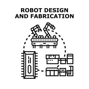Robot design and fabrication process concept Stock Illustration