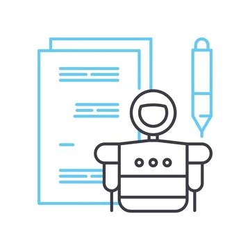 Robot design line icon, outline symbol, vector illustration, concept sign Stockillustratie