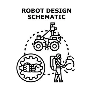 Robot design schematic developing future engineering technology Stock-Illustration
