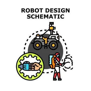 Robot design schematic developing future engineering technology Stock Illustration