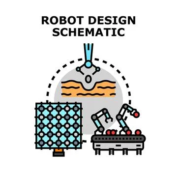 Robot design schematic for future technology development Stock Illustration