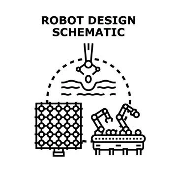 Robot design schematic for future technology development 스톡 일러스트