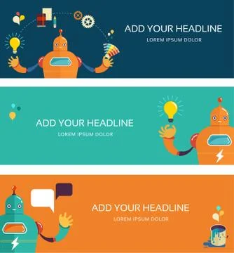 Robot designer - creative thinking, web banners Stockillustratie