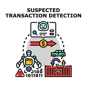 Robot detecting suspicious financial transactions and fraud activity Stock Illustration