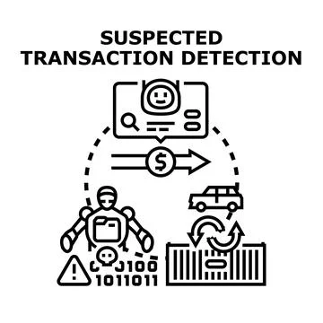 Robot detecting suspicious financial transactions and fraud activity Stock Illustration