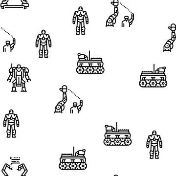 Robot Development And Industry vector seamless pattern Stock Illustration