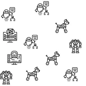 Robot Development And Industry vector seamless pattern Illustrazione stock