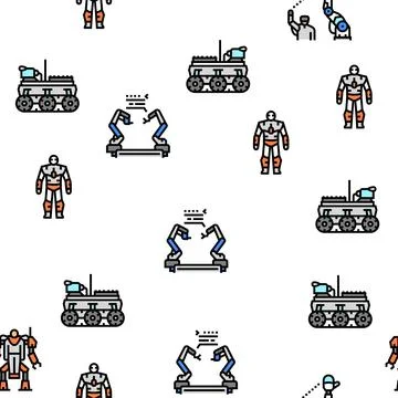 Robot Development And Industry vector seamless pattern Stock Illustration
