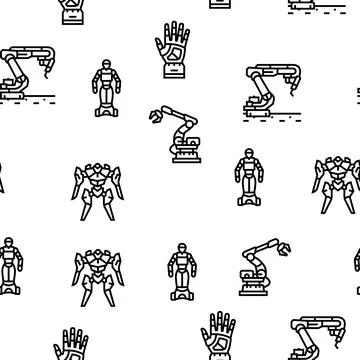 Robot Development And Industry vector seamless pattern Stock Illustration