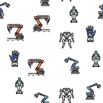 Robot Development And Industry vector seamless pattern Stock Illustration