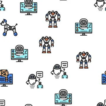 Robot Development And Industry vector seamless pattern Stock Illustration