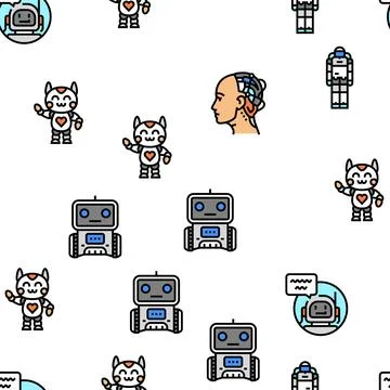 Robot Development And Industry vector seamless pattern Stock Illustration