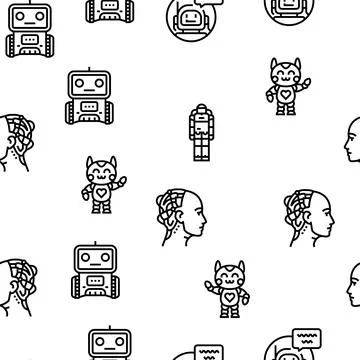 Robot Development And Industry vector seamless pattern Stock Illustration