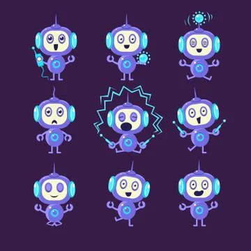 Robot Different Activities Set Stock-Illustration