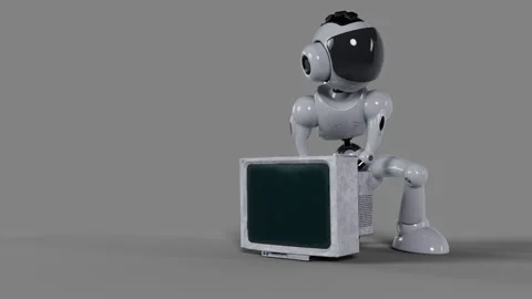 The robot disassembles the old PS computer Stock Footage 254469207