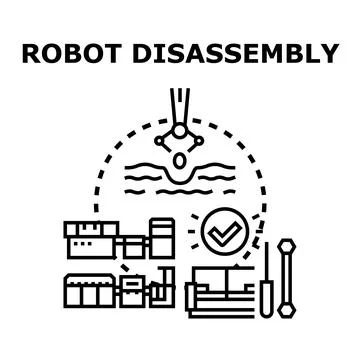 Robot disassembly process illustrating automation technology Stock Illustration