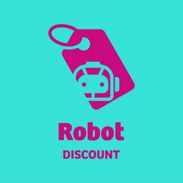 Robot Discount Logo Stock Illustration