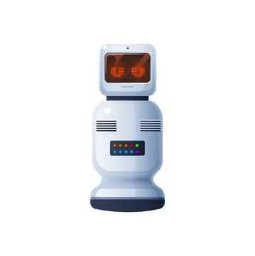 Robot with display on head isolated cartoon droid Stockillustratie