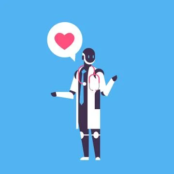 Robot doctor bot helper personal assistant chat bubble medical online Ilustración de archivo