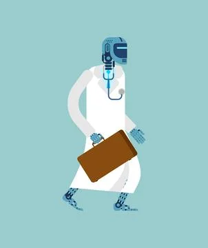 Robot Doctor. Concept of Artificial Intelligence and Machines Will Replace .. Stock Illustration