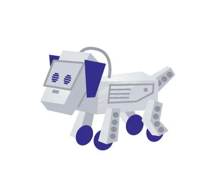 Robot dog cartoon vector. Intelligence robotic dog or artificial pet friend. Stock Illustration