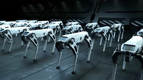 A robot dog is in a robot factory Stock Footage 172391803
