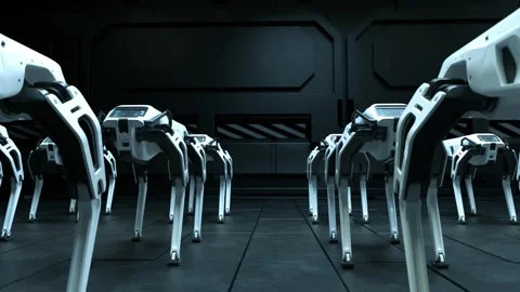 A robot dog is in a robot factory Stock Footage 242690673