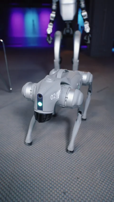 Robot dog walking in futuristic technology environment Vídeos de archivo 324701073