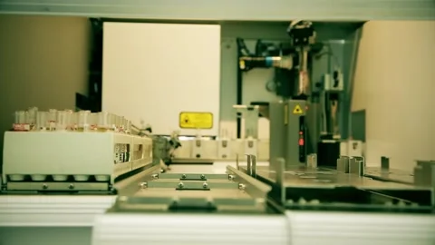 The robot is doing the PCR test Covid 19. Antibody test Stock Footage 149374120