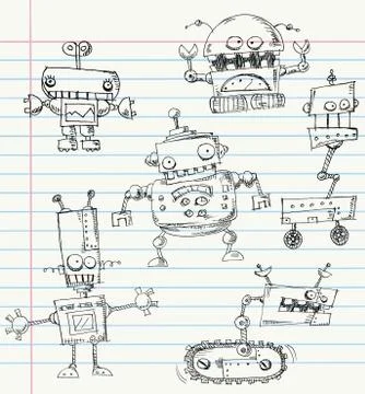 Robot doodles Stock Illustration