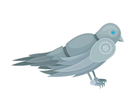 Robot dove. Side view. Vector illustration on a white background. Stock Illustration