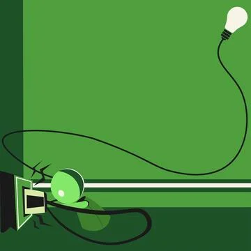 Robot Drawing Fixing Socket With Lightbulb In Corner. Robotic Man Taking Care Of Stock Illustration