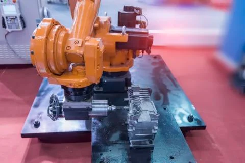 Robot drilling machine drill in factory Stock Photos