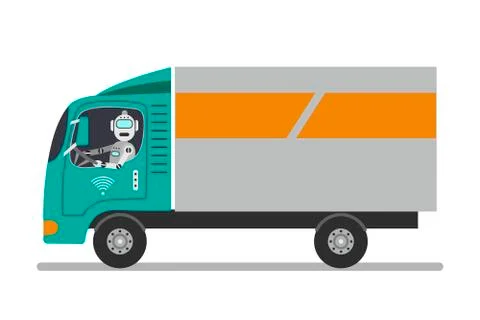 Robot driving a car. Illustrazione stock