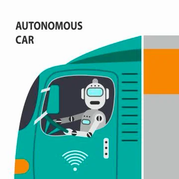 Robot driving a car. Illustrazione stock
