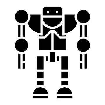 Robot - droid icon, vector illustration, black sign on isolated background Stock Illustration