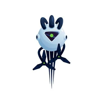 Robot drone assistant isolated realistic 3D icon Stock Illustration