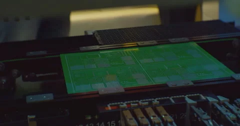 Robot for electronics manufacturing makes a complex printed circuit board. Stock Footage 181005558