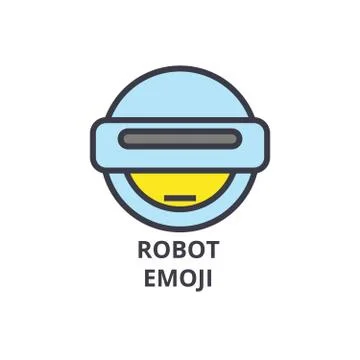 Robot emoji vector line icon, sign, illustration on background, editable strokes Stock Illustration