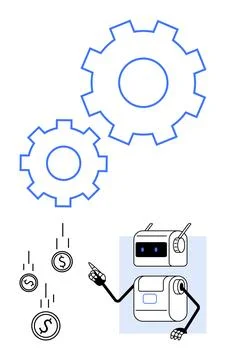 Robot Engineer Demonstrating Financial Growth Through Technology and Automa.. Stock Illustration