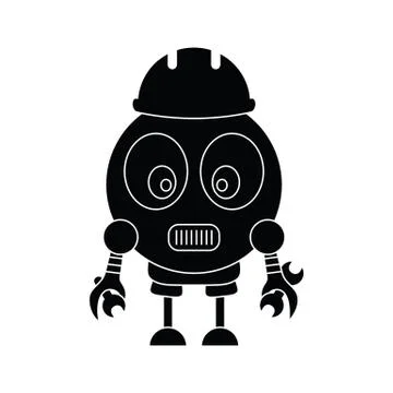 Robot engineer icon robot with hard hat. Engineer Icon Stock Illustration