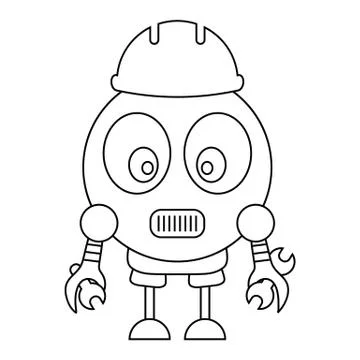 Robot engineer icon robot with hard hat. Engineer Icon Stock Illustration