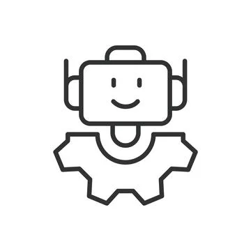 Robot engineering, icon in line design. Robot, engineering, design, technology Illustrazione stock