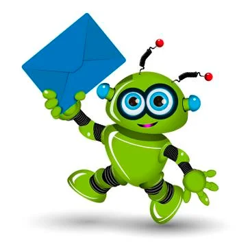 Robot with Envelope Stock Illustration