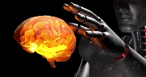 Robot Equipped With Deep Learning Algorithms Decoding Human Memory. Stockbeeldmateriaal 260371395