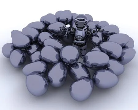 Robot with ester eggs Stock Illustration
