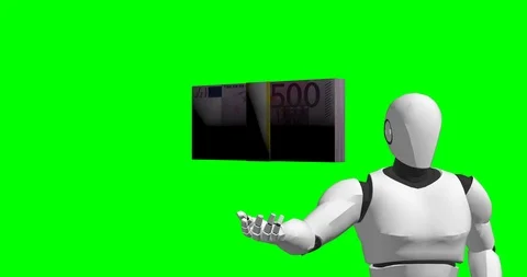 Robot with euro stacks artificial intelligence Stock Footage 106641102