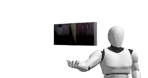 Robot with euro stacks artificial intelligence Stock Footage 106641389