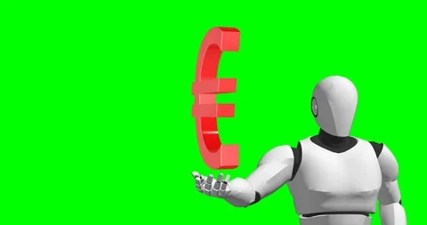 Robot with euro symbol artificial intelligence Stock Footage 106640476