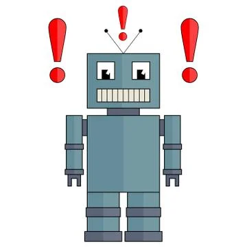 Robot with exclamation marks 库存插图
